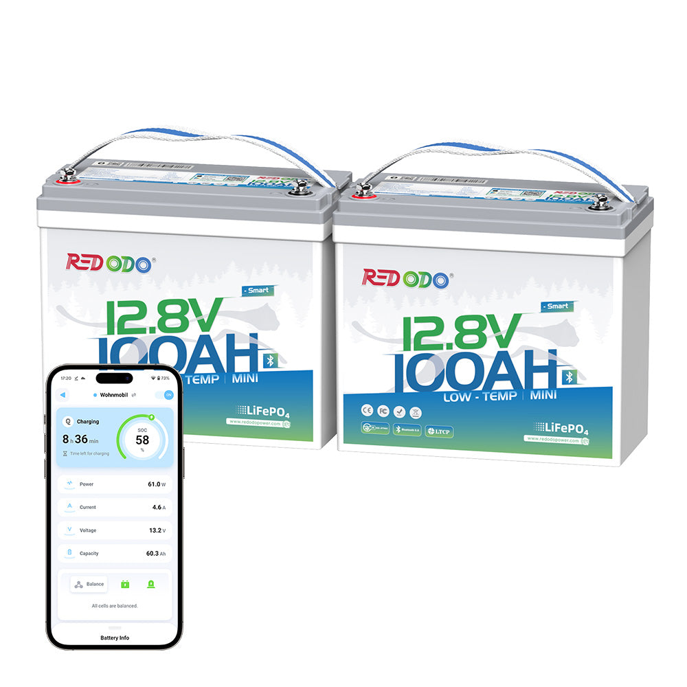 Redodo 12V 100Ah Mini リン酸鉄リチウムイオンバッテリー Bluetooth付き 低温保護