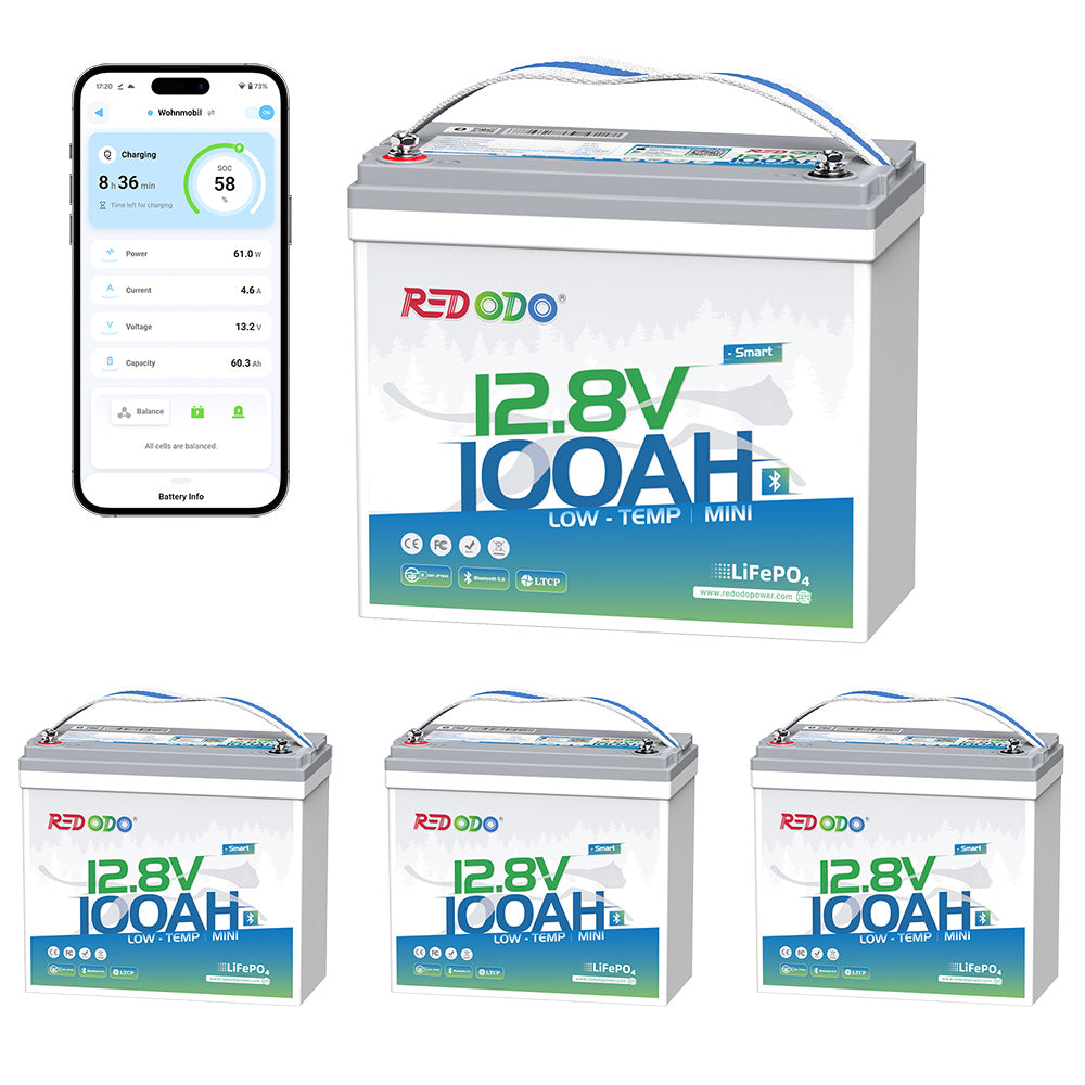 Redodo 12V 100Ah Mini リン酸鉄リチウムイオンバッテリー Bluetooth付き 低温保護