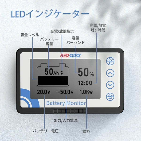 Redodo モニター シャント付きバッテリーレベルモニター バッテリーゲージ