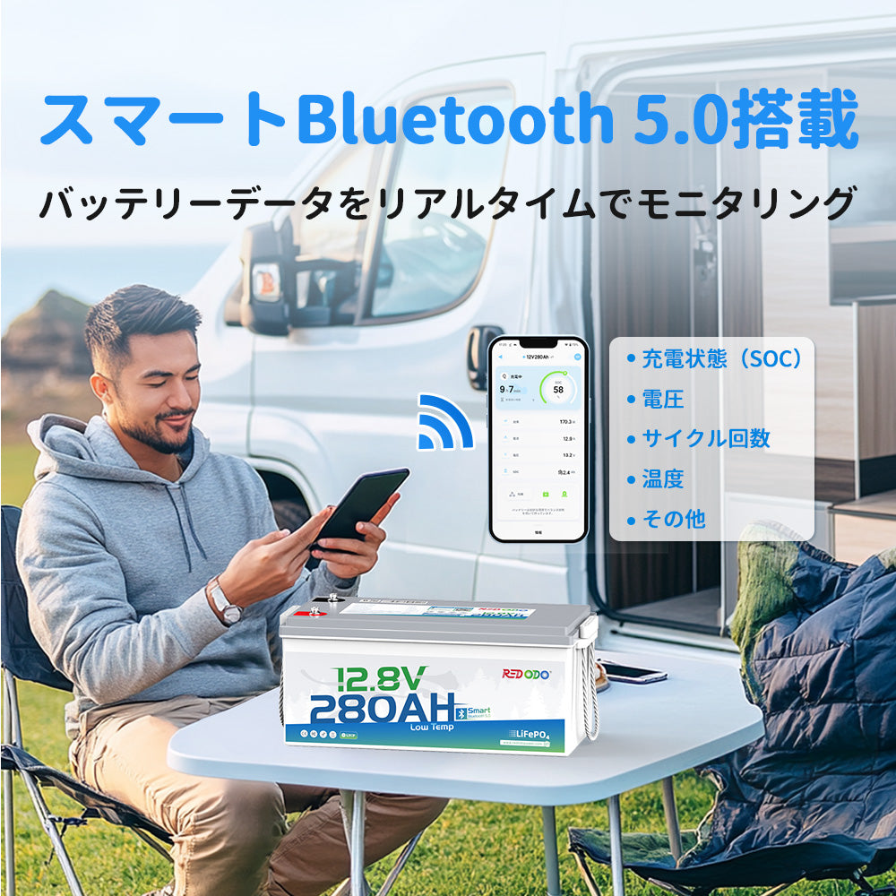 【新発売】Redodo 12V 280Ah リン酸鉄リチウムイオンバッテリー Bluetooth付き 低温保護