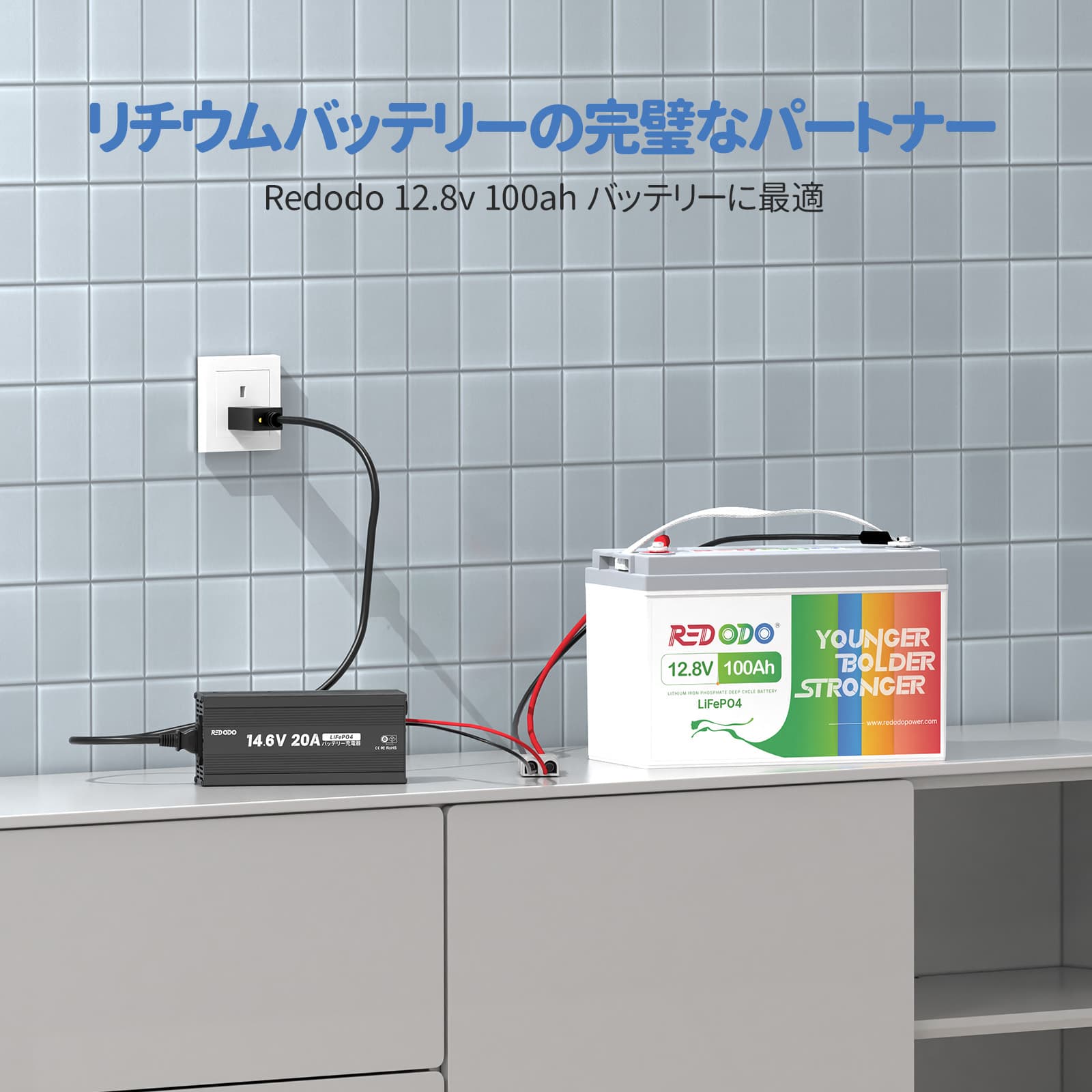 Redodo 14.6V20A 充電器 急速充電 リン酸リチウム電池専用充電器 スマートな充電 保護されたバッテリーを復帰する機能