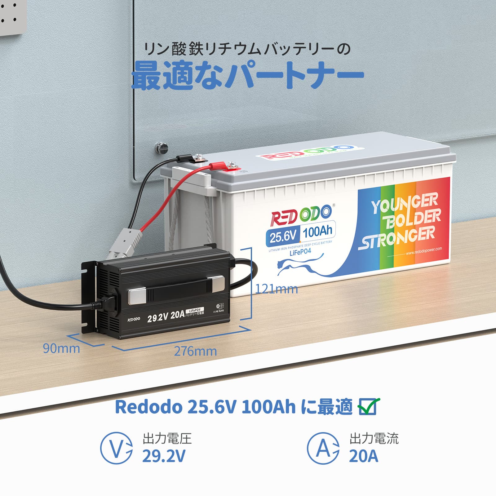 Redodo 29.2V20A リン酸鉄リチウムイオンバッテリー充電器