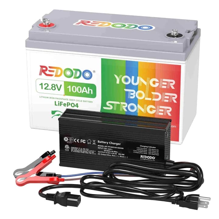 Redodo 12V 100Ah LiFePO4 Lithium Iron Phosphate Battery Built-in 100A BMS