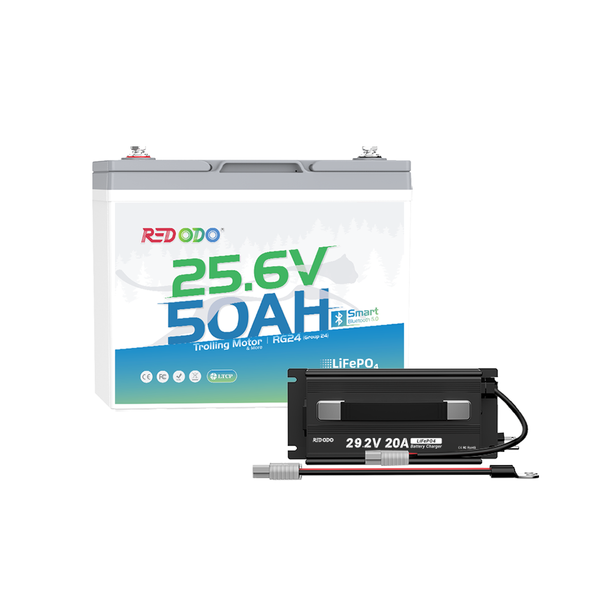 Redodo 24V 50Ah TM リン酸鉄リチウムイオンバッテリー Bluetooth付き 低温保護